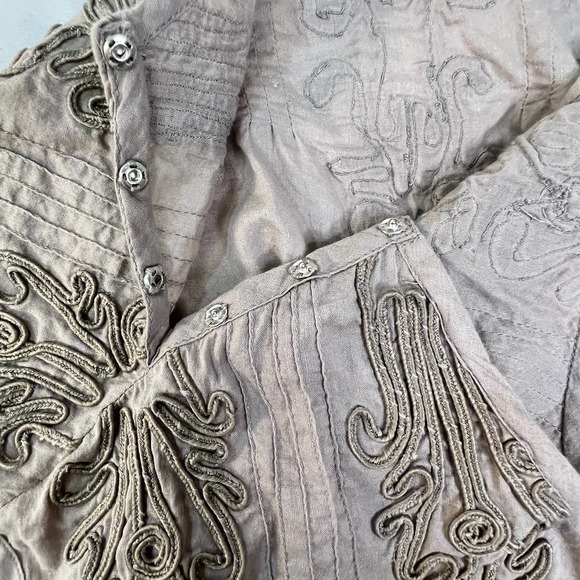 Free People Tan / Nude Embroidered Quills Cropped Top Size Small - Picture 10 of 16